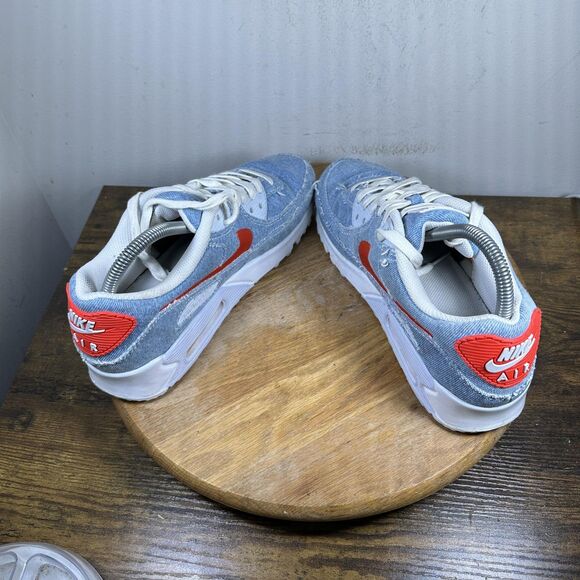 Nike Air Max 90 Shoes Mens Size 8 Blue Denim Red Swoosh DV2120-900 Sneakers OG main image 2